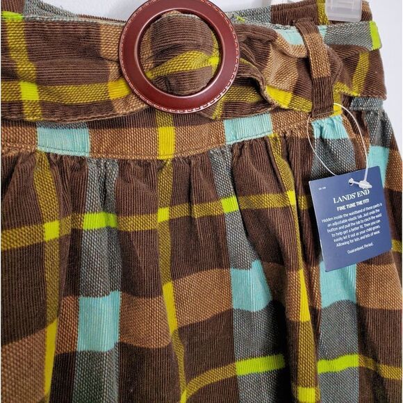 NEW LANDS' END plaid corduroy belted skort skirt 10‎ - Picture 3 of 9